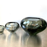 Set of 3 heart shaped Holmegaard crystal vases by Per Lutken