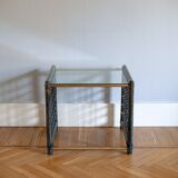 Vintage nesting tables in bamboo with glass top by Gallotti & Radice, 1970, set of 3.