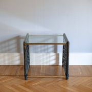 Vintage nesting tables in bamboo with glass top by Gallotti & Radice, 1970, set of 3.