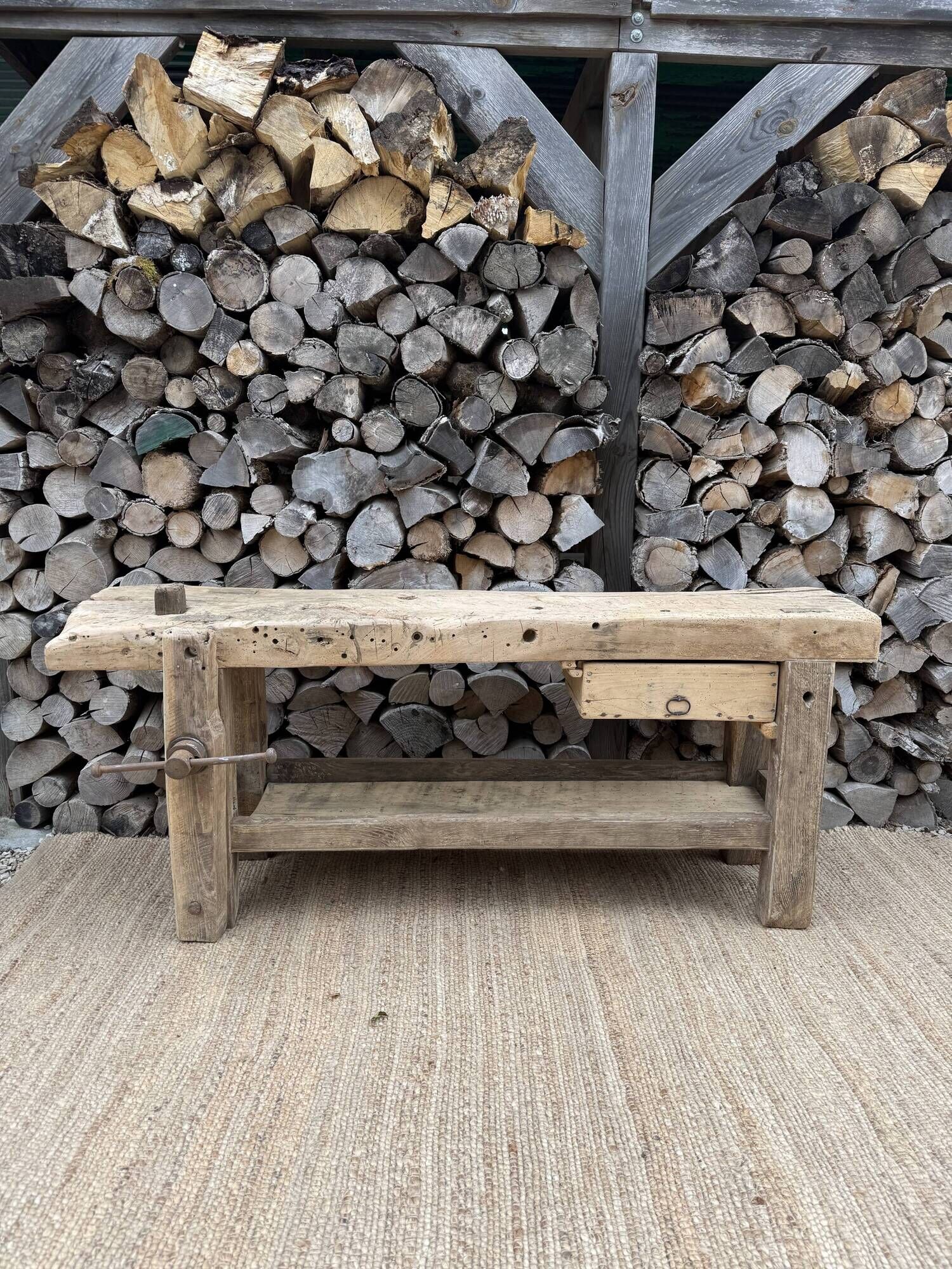 Renovated carpenter's workbench 170cm