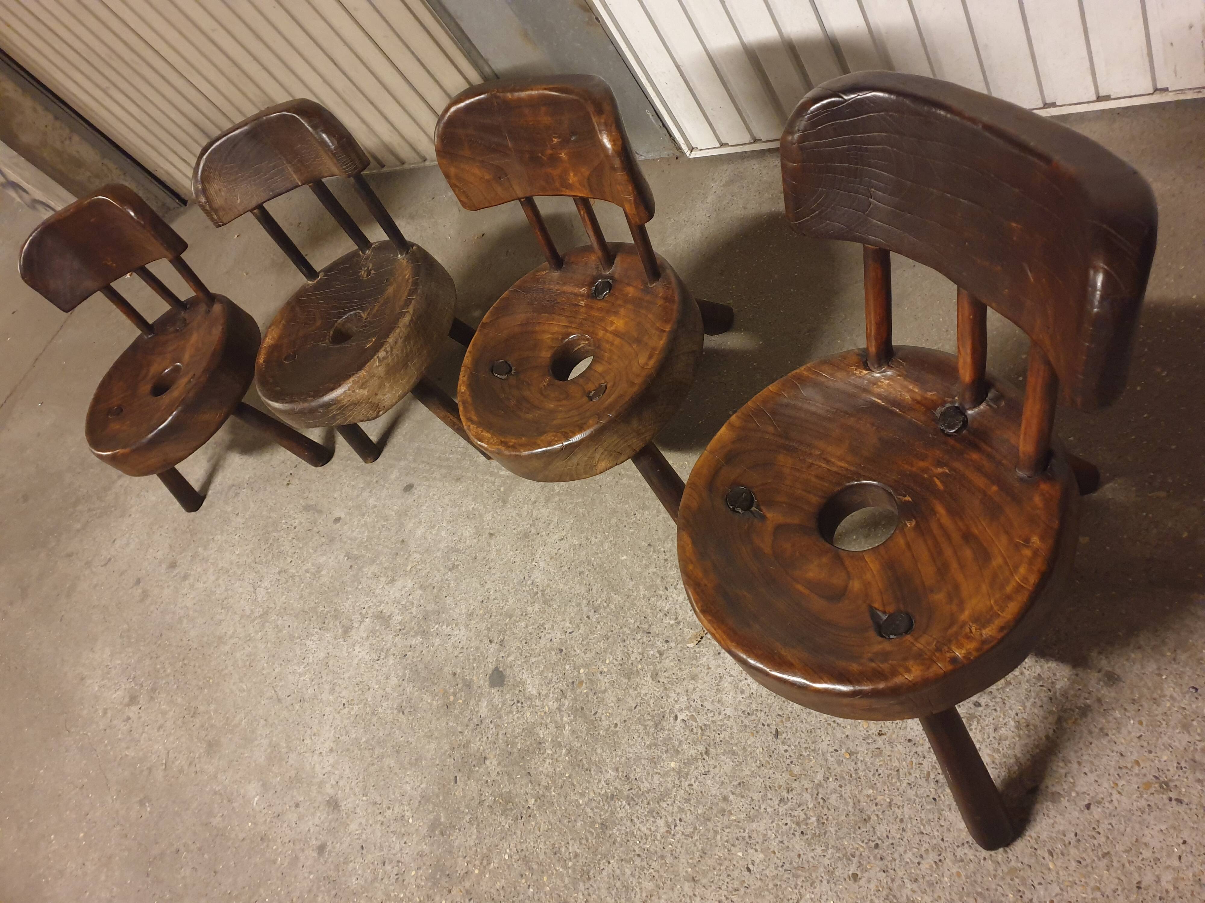 Set of 4 Brutalist Brazil Mid-Century Chairs