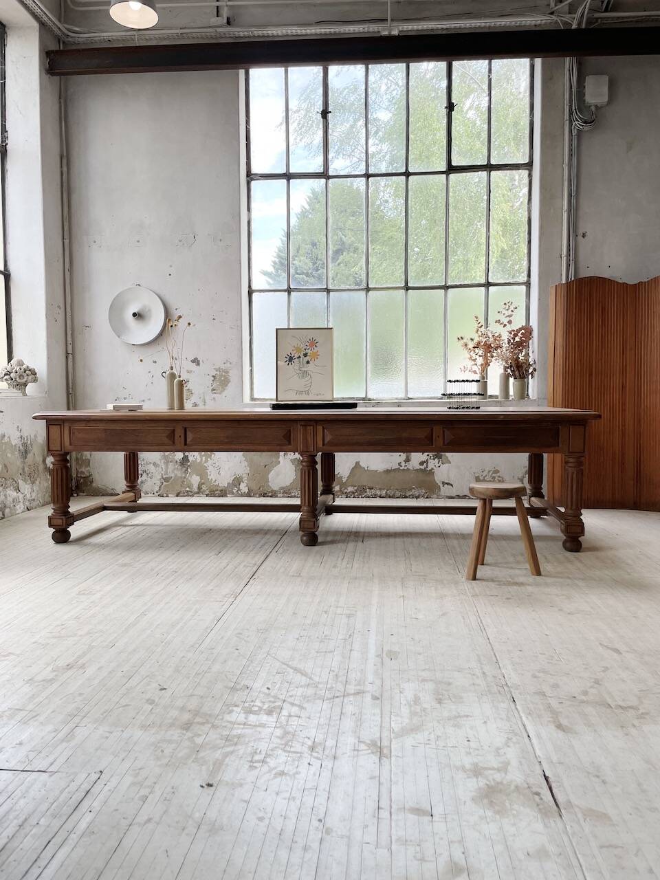 Solid walnut farmhouse castle table 1900 XXL