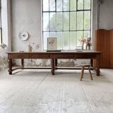 Solid walnut farmhouse castle table 1900 XXL