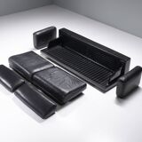 Rare Vintage Gradual lounge sofa in black leather by Cini Boeri for Knoll