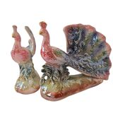Set of 2 Peacocks Multicolored Ceramic Decoration