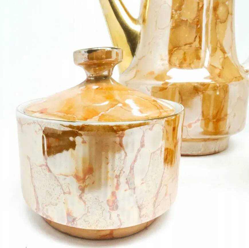 Roman set: jug, sugar bowl and milk jug, mid-century modern, porcelain, Chodzież, Poland, 1970s