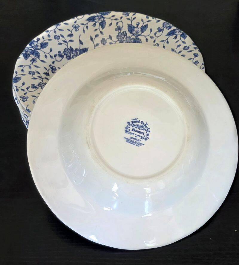 Set of 7 English Faience Deep Plates Royal Tubor Bouquet Decor