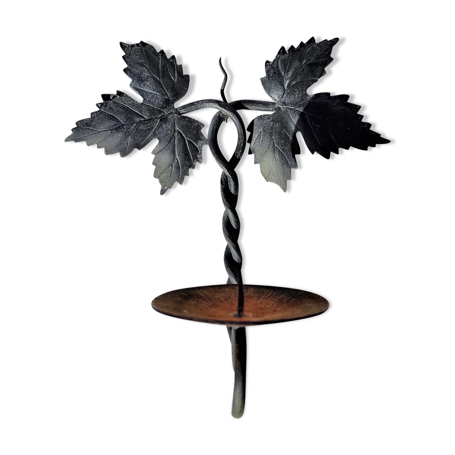 Wrought iron wall candle lamp with ancient vine leaves