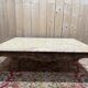 Louis XV style coffee table in walnut with a marble top.