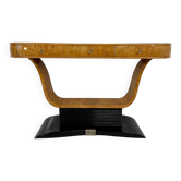 Italian Art Deco Console in Birch Burl and Black Lacquer, Attr. to Borsani, 40s