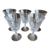 Lot de 5 verres à vin en cristal ciselé ancien