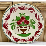 7 dessert plates XIX Sarreguemines stencil decoration