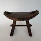 Vintage Brutalist Hand Carved Wooden Stool