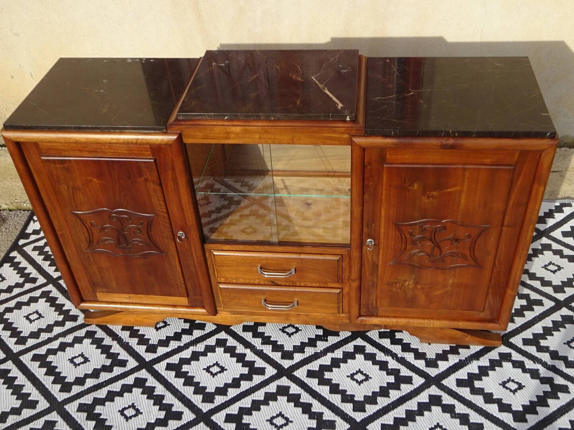 Art Deco enfilade in solid walnut