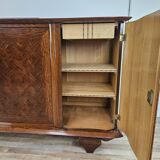 Buffet Art Déco en chêne pour salle à manger avec plateau en marbre