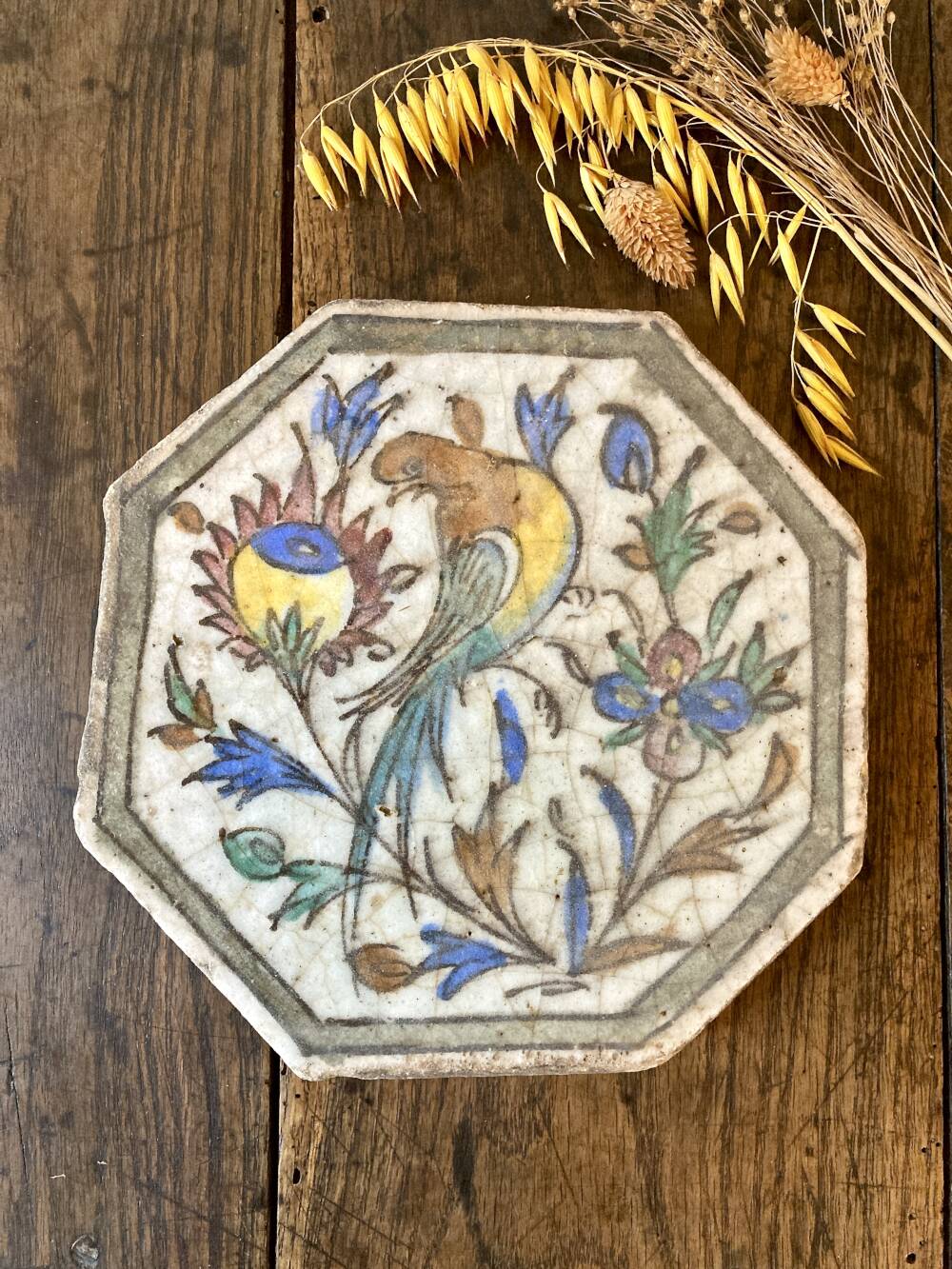 Ancient Persian tile in glazed earthenware