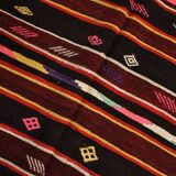 5x9 Wine Red Vintage Kilim Area Rug, 143x275Cm