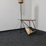 Vintage side table floor lamp and paper holder