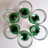 6 glasses Alsace wine pied torsade vert