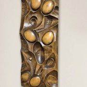 Wall Panel Carved Wood Relief Wall Art, Mid-20th Century, 55 × 20 × 5 cm