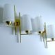 Pair vintage wall lamps 60 glass brass