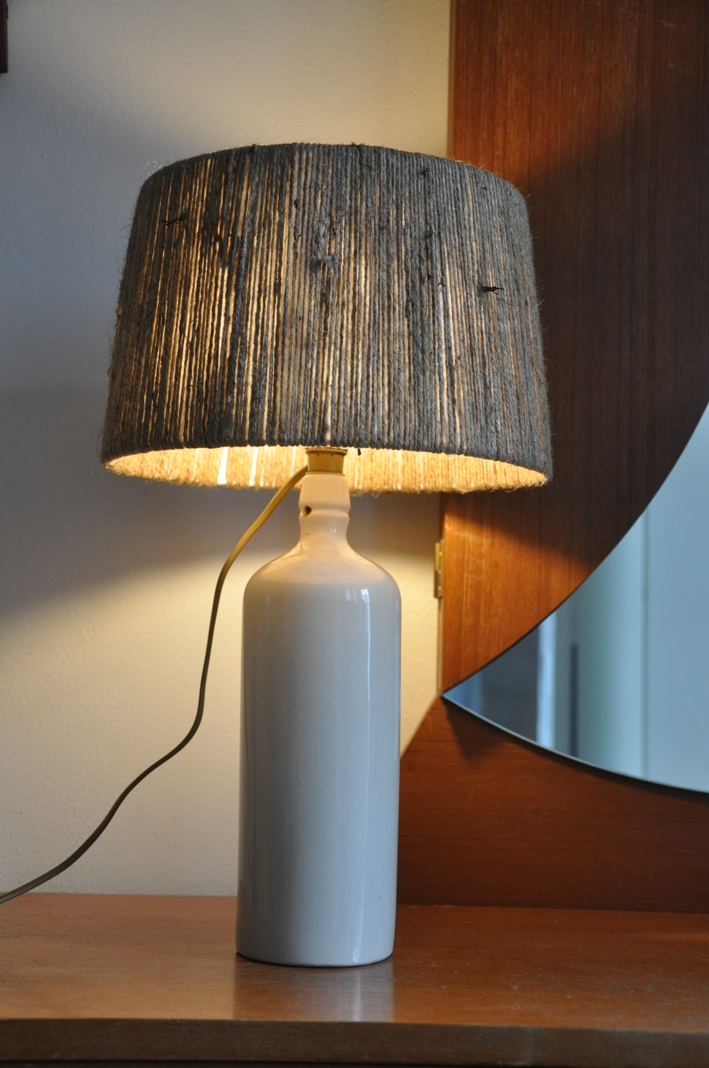 Vintage stoneware bottle lamp