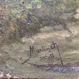 Painting "Baysage animated to the fisherman" HST signed Martinet XIX°