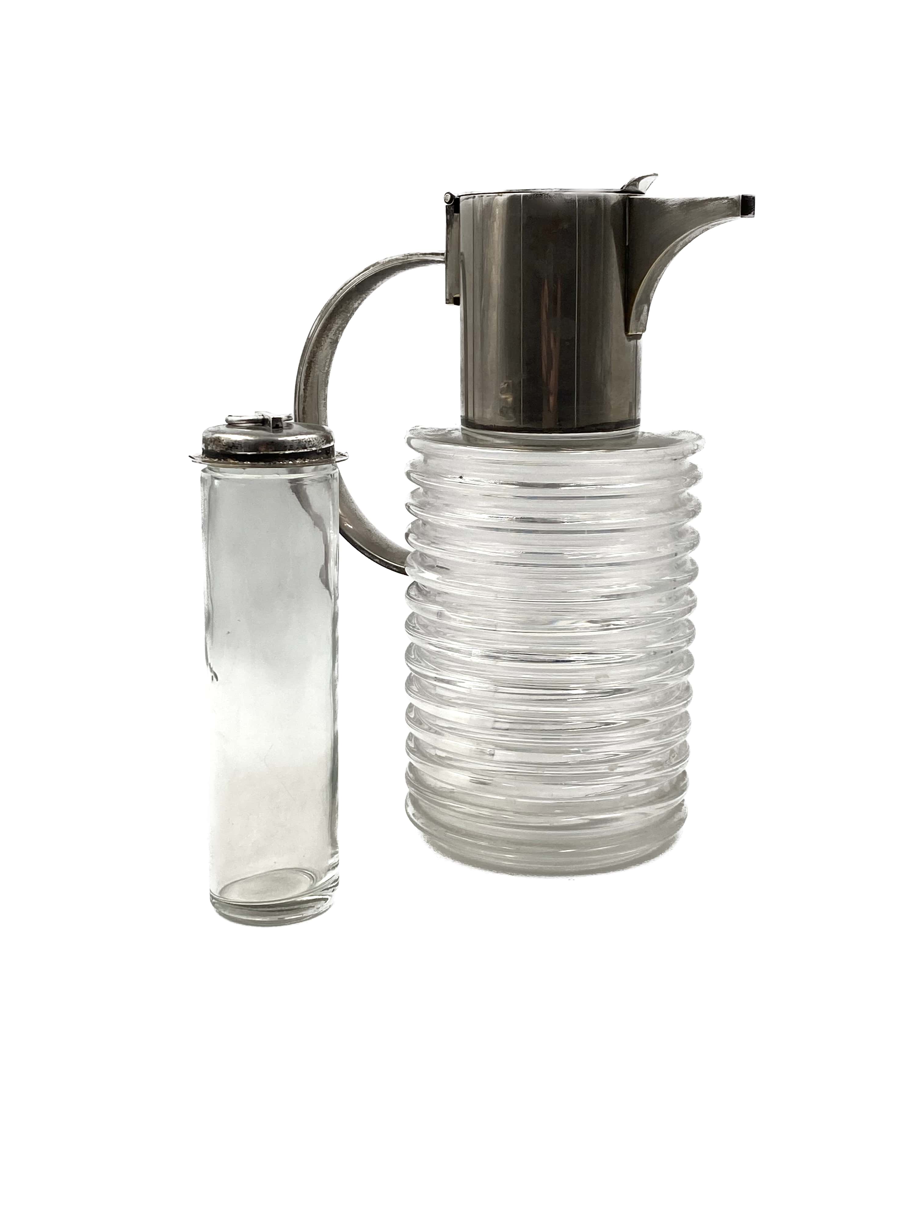 Sergio Asti silverplated and glass jug  Arnolfo di Cambio 1968