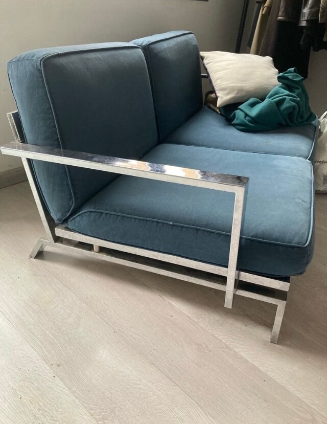 Vintage modernist sofa base chrome