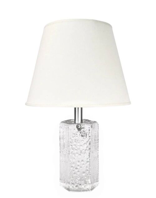 Mid-century solid crystal structured table lamp by Willem Heesen for Royal Leerdam