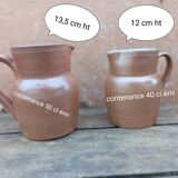 Duo d'anciens pots à lait en grès de Bonny, 50 cl vintage France