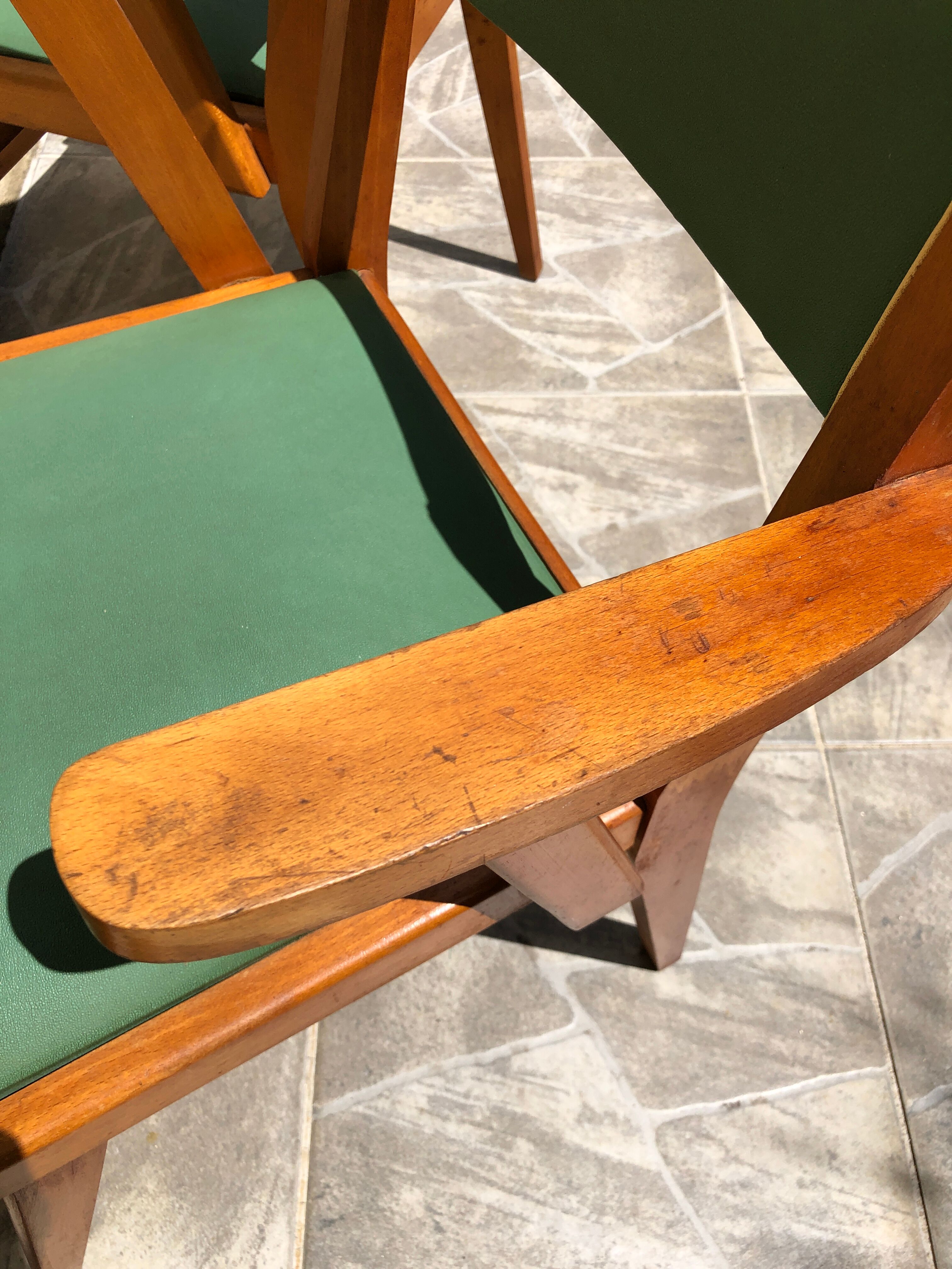 Pair of green bridge armchairs