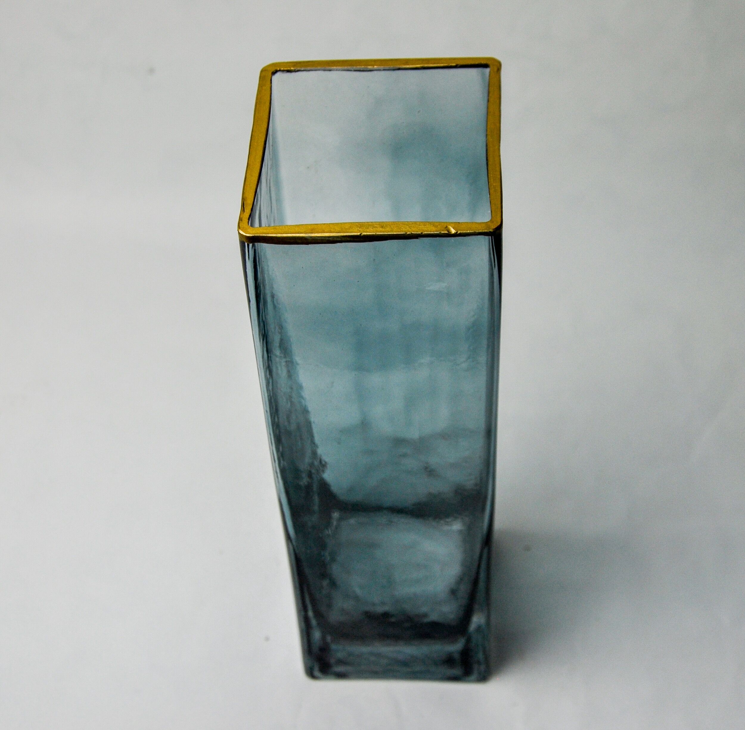 Sommerso vase by Petr hora, blue glass, golden edges, Czech Republic, 1970
