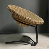 Rattan lounge chair by rohé noordwolde, 1960's