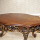 Vintage Brown Coffee Table with Carved Apron, 1940s