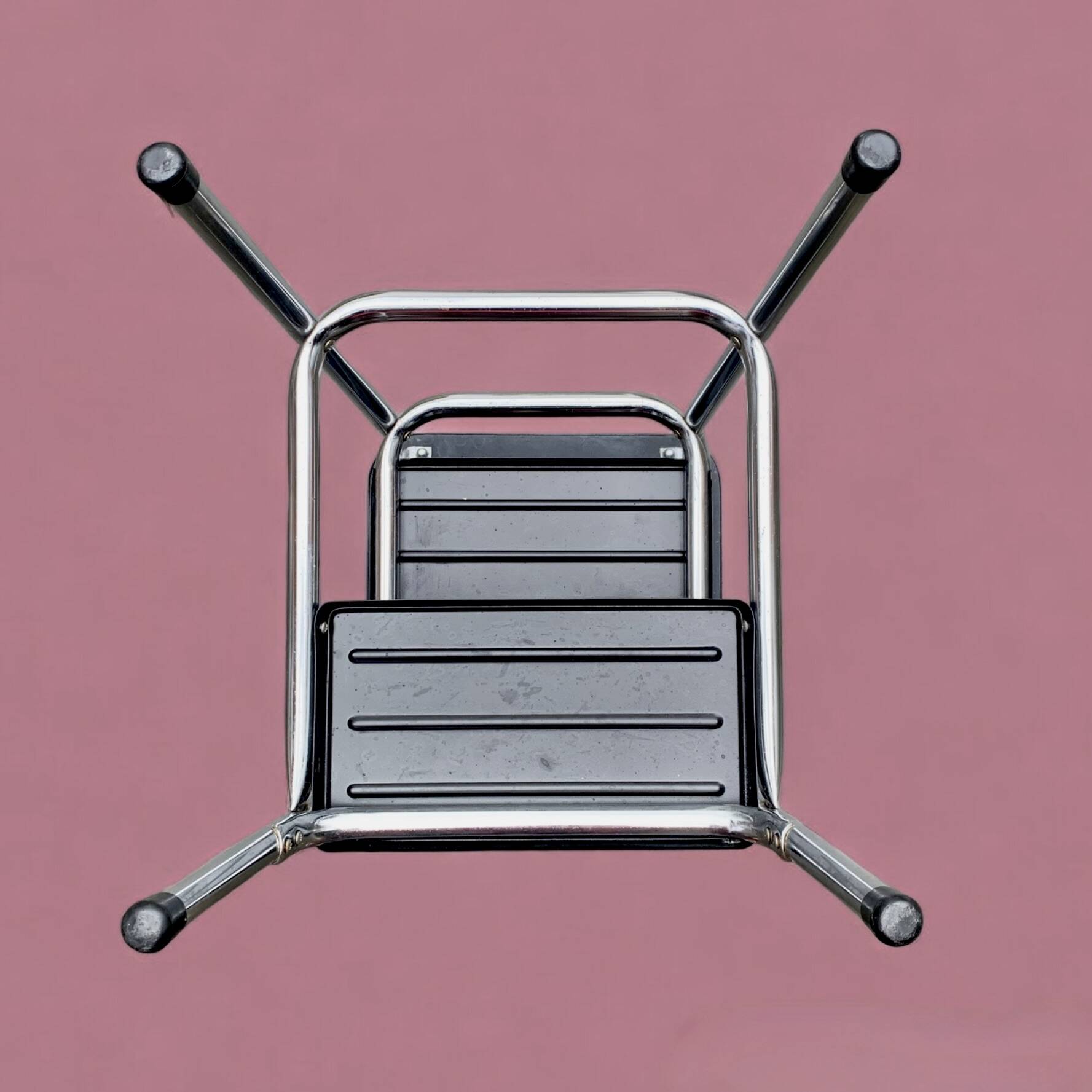 Vintage step stool in Skai and chrome metal - Hailo Klettermax