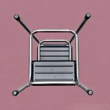 Vintage step stool in Skai and chrome metal - Hailo Klettermax