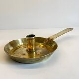 LOW HAND BRASS CANDLESTICK ANTIQUE