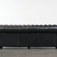 Set consisting of a chesterfield sofa and armchair made of cowhide leather