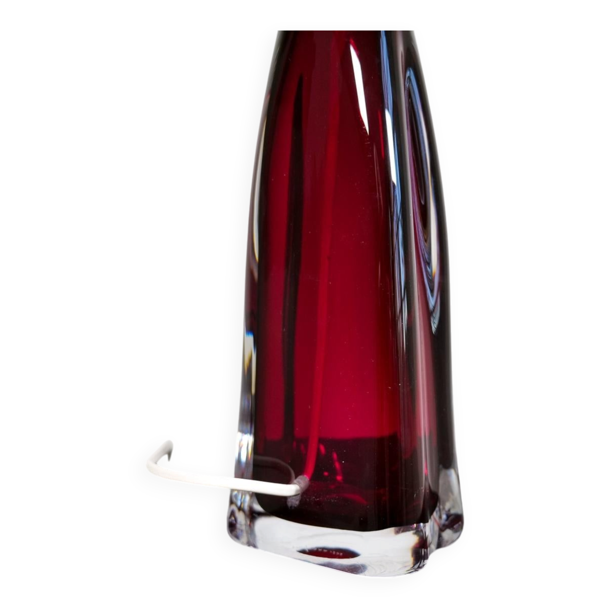 Mid-century modern table lamp with cotton shade Carl Fagerlund Orrefors Sweden