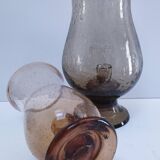 two bubble glass candle holders