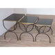 Vintage nesting tables in metal and black opaline glass 1950