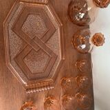 Vintage pink glass liqueur set