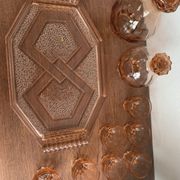 Vintage pink glass liqueur set