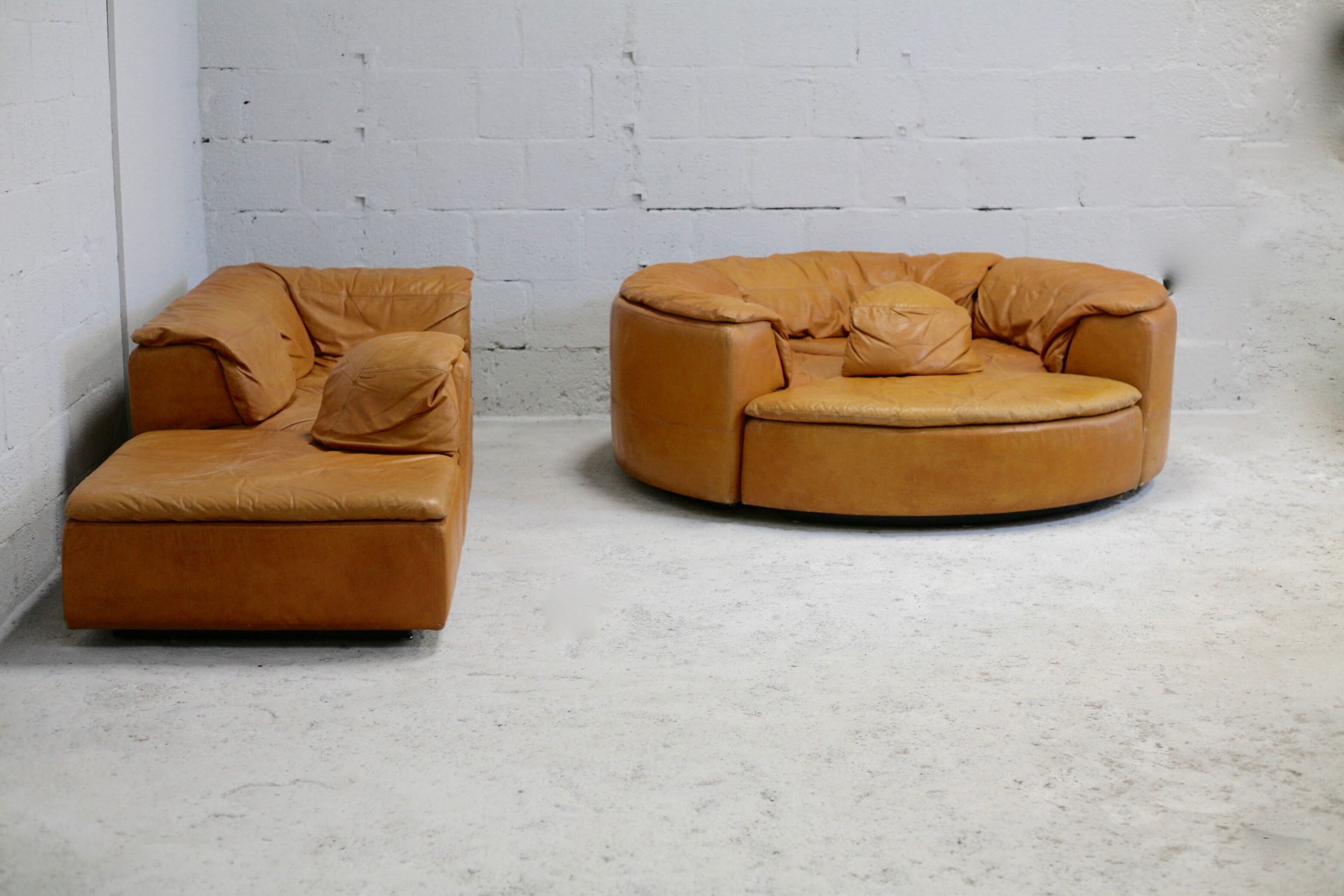 Leather modular sofa, 7 elements, 70s