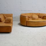 Leather modular sofa, 7 elements, 70s