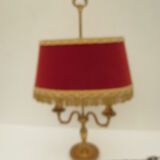 Table lamp and desk in bronze and gilded metal, hot water bottle style