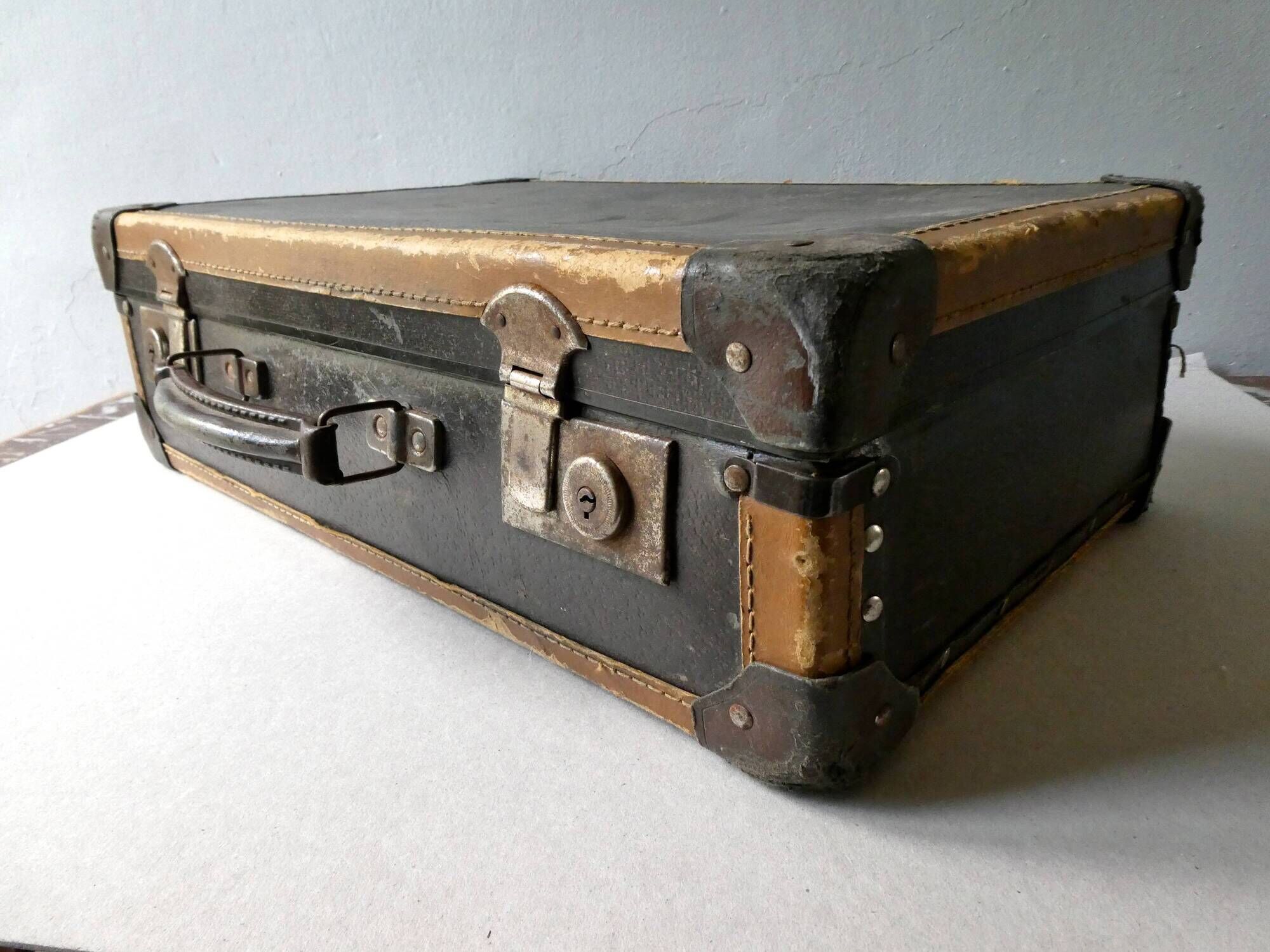 Metal and cardboard case imitating leather, 1950s
