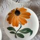 8 Assiettes à dessert Gien Fleurs peintes à la main Orange Vintage Année 70