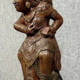 India, mid-19th century: Very large carved wooden statue of a God